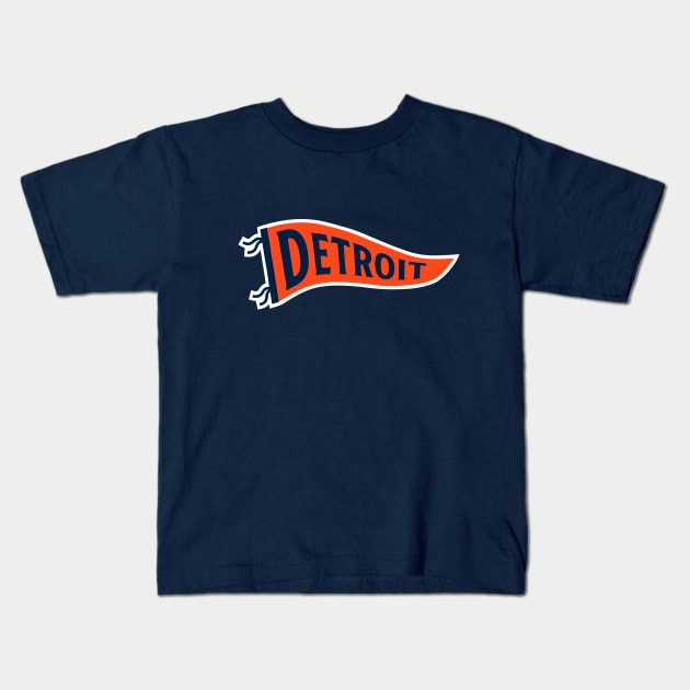 Detroit Pennant - Navy 1 Kids T-Shirt by KFig21